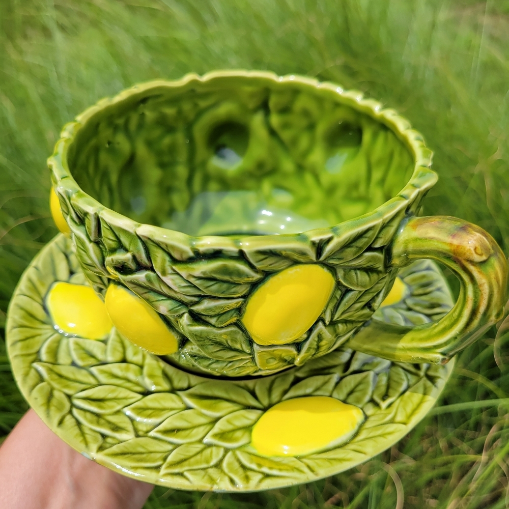 VTG Lemon Cup & Saucer Set XL ~ Relpo [?] ~ Rustic ~ Cottage ~
